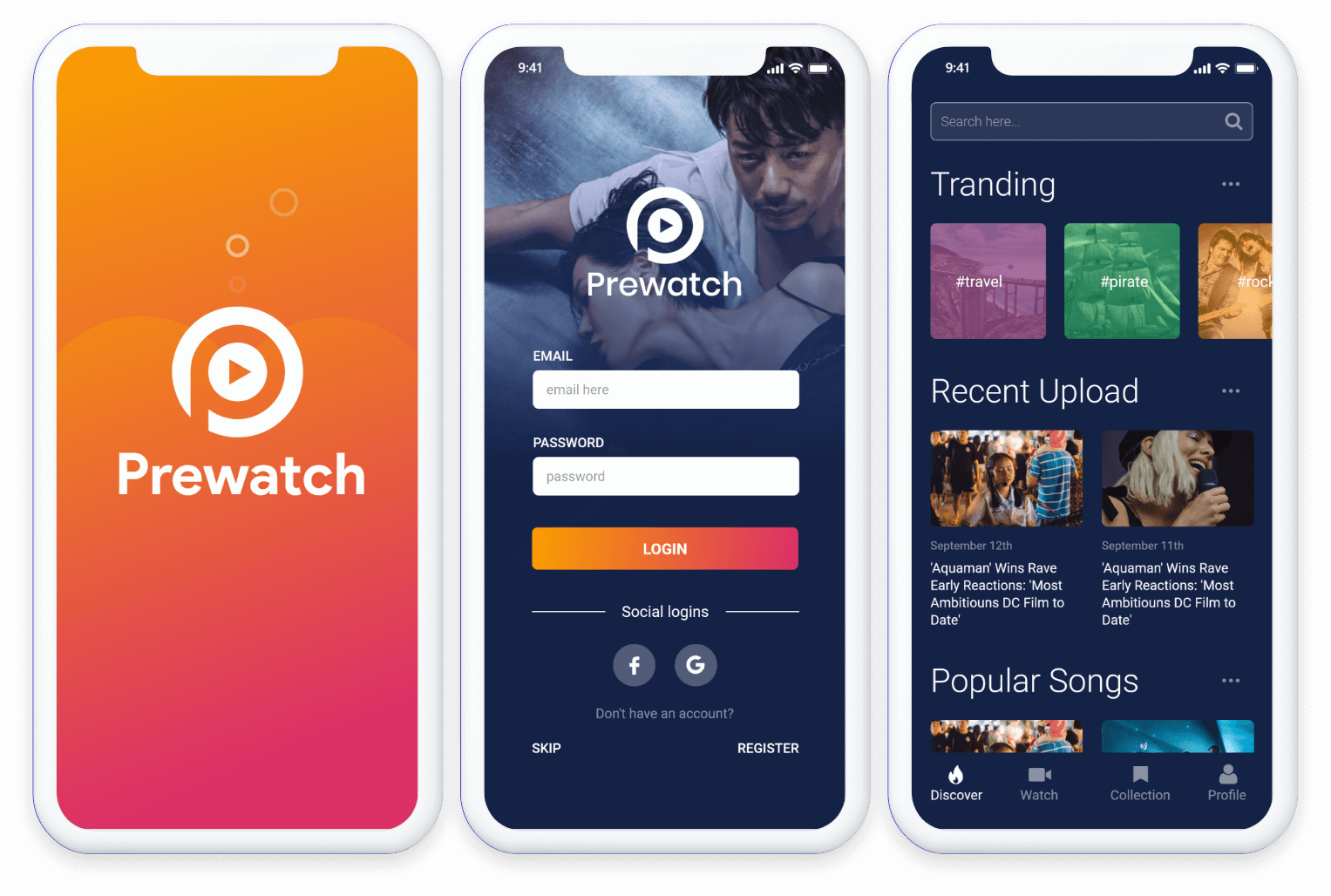 Prewatch Mobile Screens Mockup