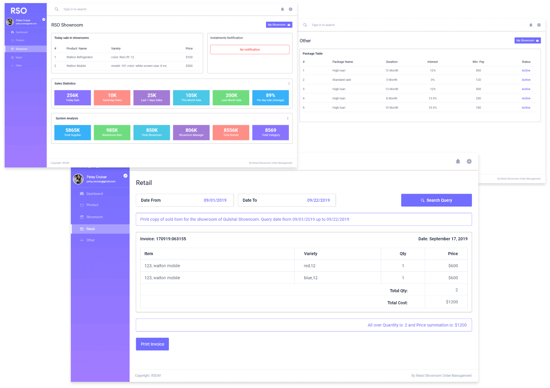 RSO Management Desktop Mockup