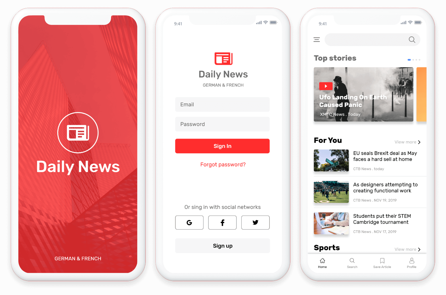 Daily News Mobile Screens Mockup