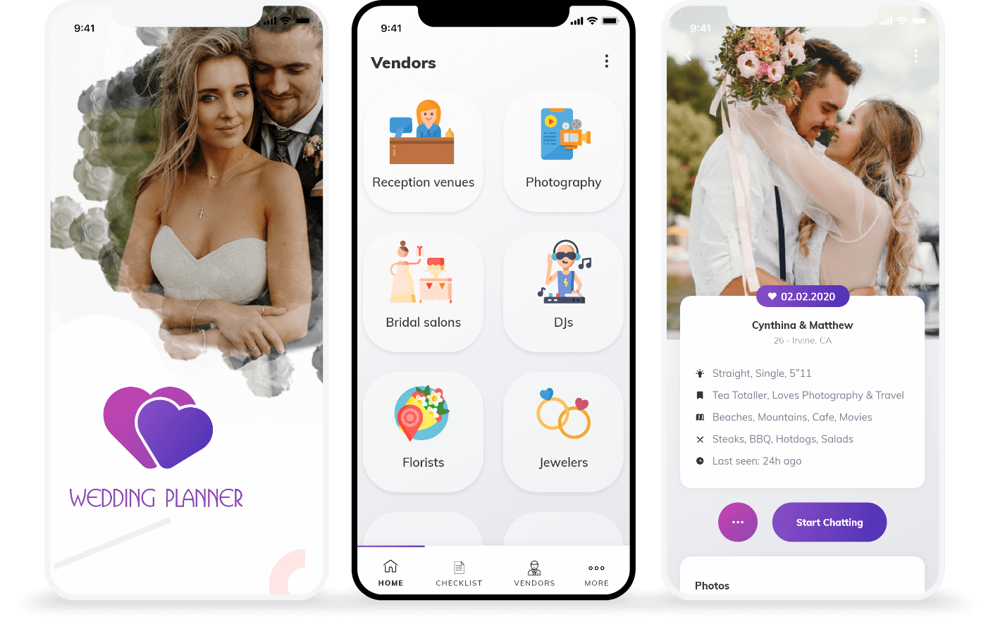 Wedding Planner Mobile Screens Mockup