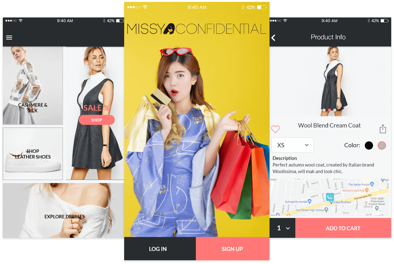 Missy Confidential Mobile Screens Mockup