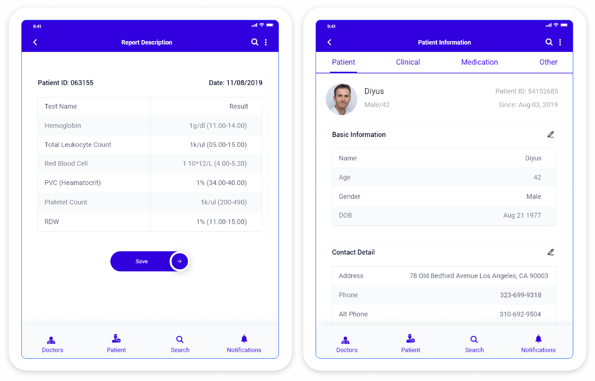 Patient Tracker Tool iPad Mockup